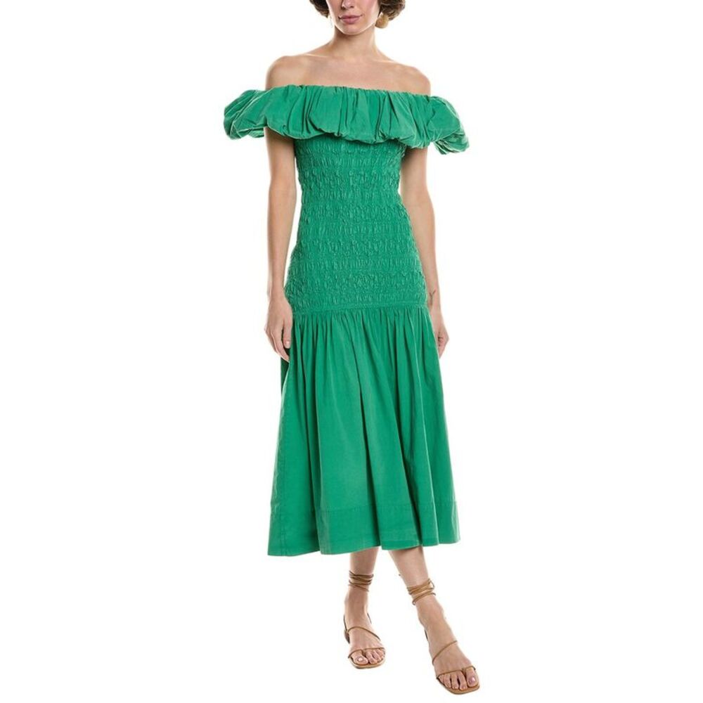 Sea Ny Womens  Juni Off-The-Shoulder Midi Dress, Green